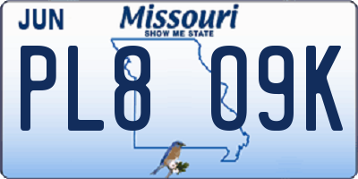 MO license plate PL8O9K