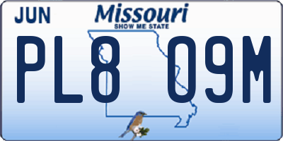 MO license plate PL8O9M