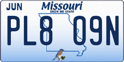 MO license plate PL8O9N