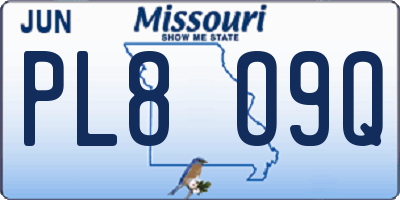 MO license plate PL8O9Q