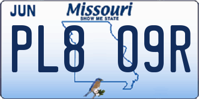 MO license plate PL8O9R