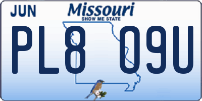 MO license plate PL8O9U