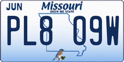 MO license plate PL8O9W