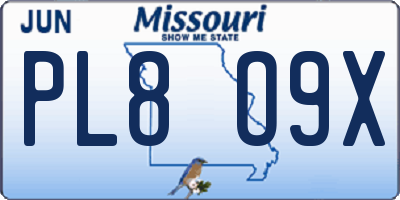 MO license plate PL8O9X