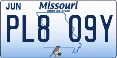 MO license plate PL8O9Y