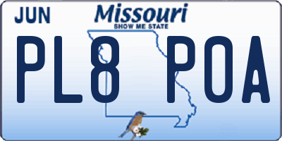 MO license plate PL8P0A