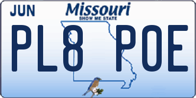 MO license plate PL8P0E