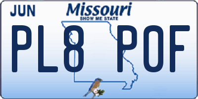 MO license plate PL8P0F