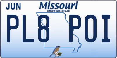 MO license plate PL8P0I