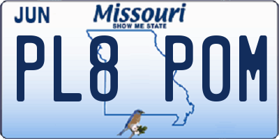 MO license plate PL8P0M