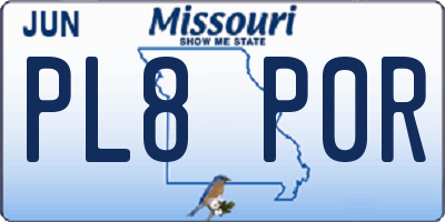 MO license plate PL8P0R