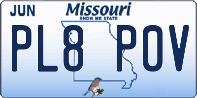 MO license plate PL8P0V