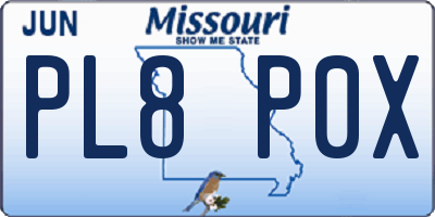 MO license plate PL8P0X