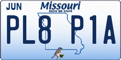 MO license plate PL8P1A