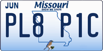 MO license plate PL8P1C