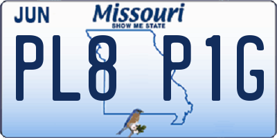 MO license plate PL8P1G