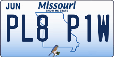 MO license plate PL8P1W