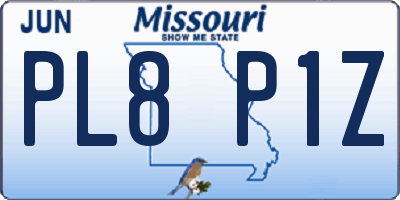 MO license plate PL8P1Z