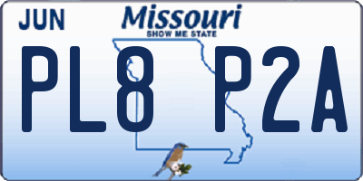 MO license plate PL8P2A