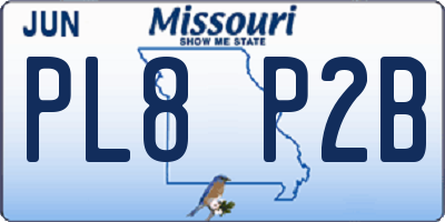 MO license plate PL8P2B