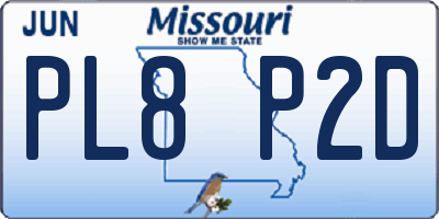 MO license plate PL8P2D