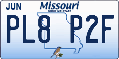 MO license plate PL8P2F