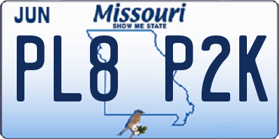 MO license plate PL8P2K