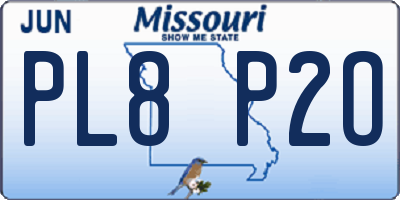 MO license plate PL8P2O