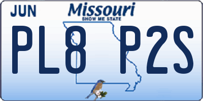 MO license plate PL8P2S