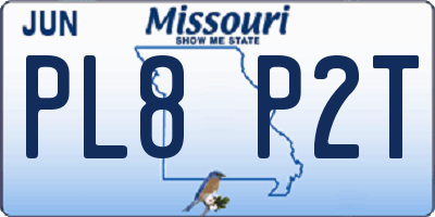 MO license plate PL8P2T