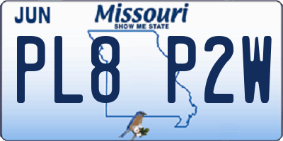 MO license plate PL8P2W