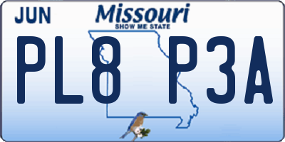 MO license plate PL8P3A