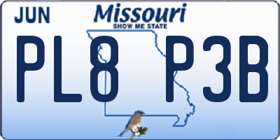 MO license plate PL8P3B
