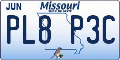 MO license plate PL8P3C