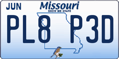 MO license plate PL8P3D