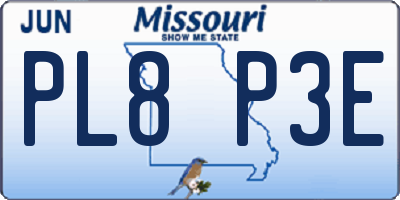 MO license plate PL8P3E