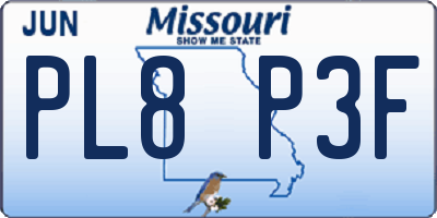 MO license plate PL8P3F