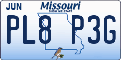 MO license plate PL8P3G