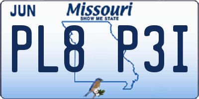 MO license plate PL8P3I