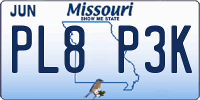 MO license plate PL8P3K