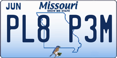 MO license plate PL8P3M