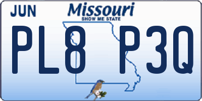 MO license plate PL8P3Q