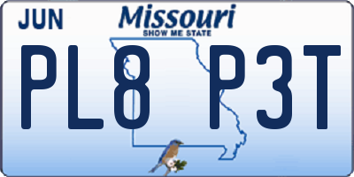 MO license plate PL8P3T