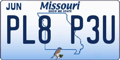 MO license plate PL8P3U