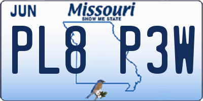 MO license plate PL8P3W