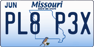 MO license plate PL8P3X