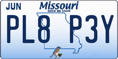 MO license plate PL8P3Y