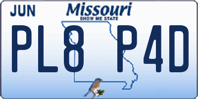 MO license plate PL8P4D