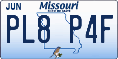 MO license plate PL8P4F