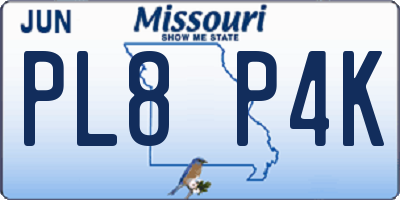 MO license plate PL8P4K